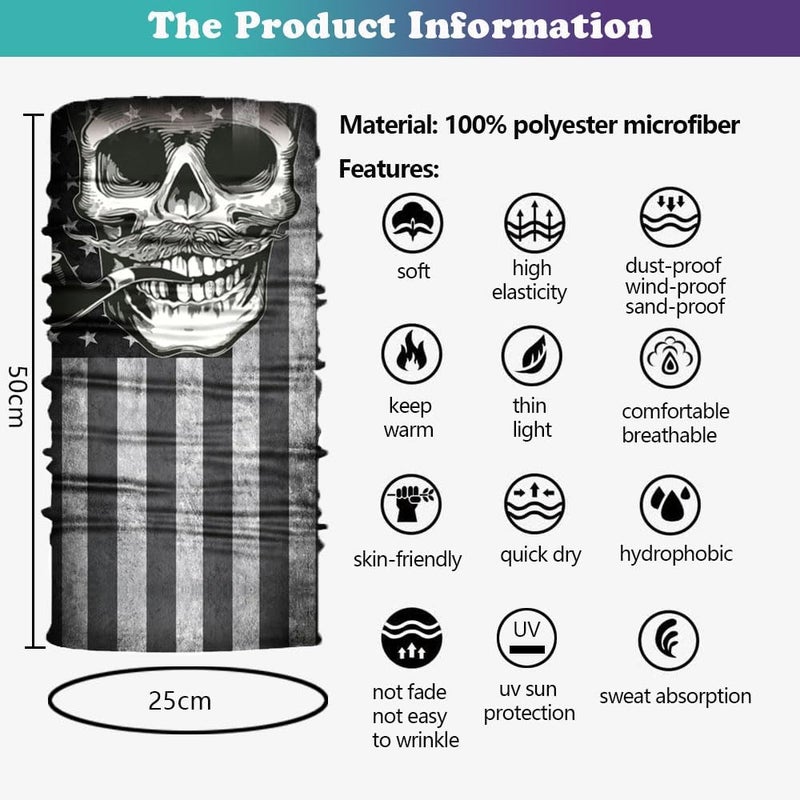 SIDAZON Neck Gaiter Mask,UV Protection Bandana Gator Face Cover Covering Mask,Tube Scarf,Neck Warmer Balaclava,Headband - Image 3